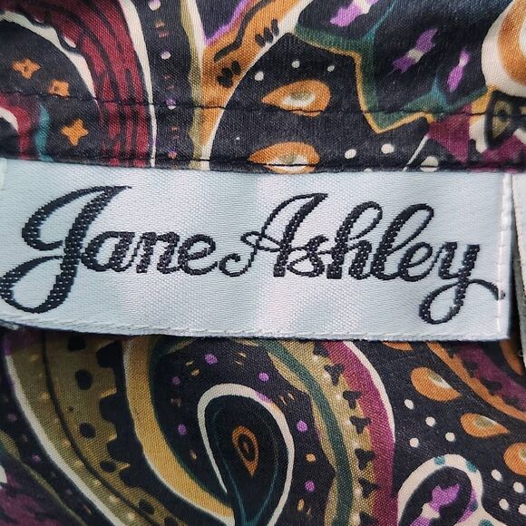Jane Ashley Multi-Color Paisley Silk Button Down Blouse NWT Size Large - Picture 7 of 10
